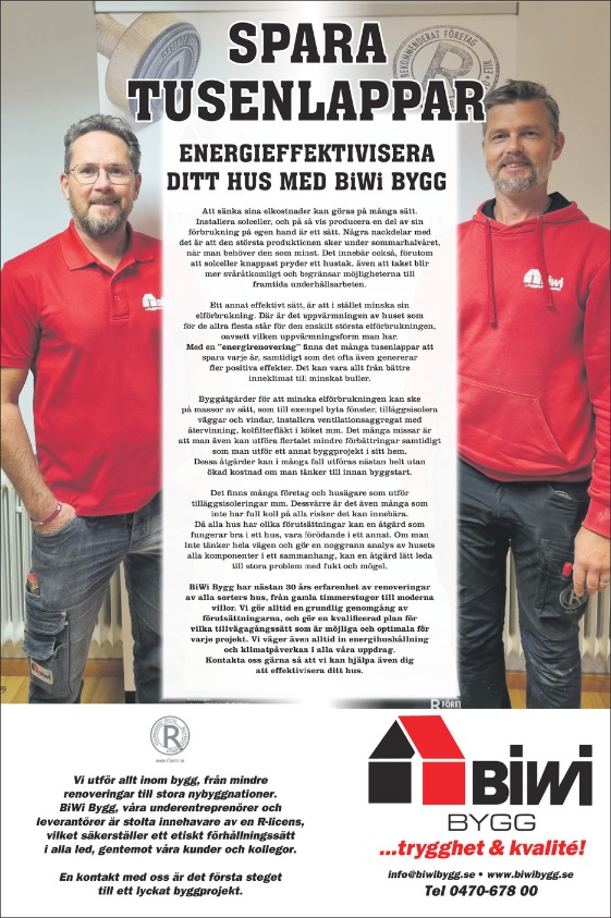 Spara tusenlappar med BiWi Bygg